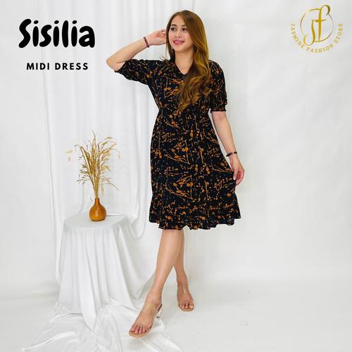 Jual Sisilia Midi Dress Bali Bahan 