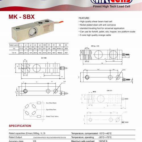 Jual Load cell MK SBX 2 ton / MK cell / loadcell shear beam 2 ton - 1. ...