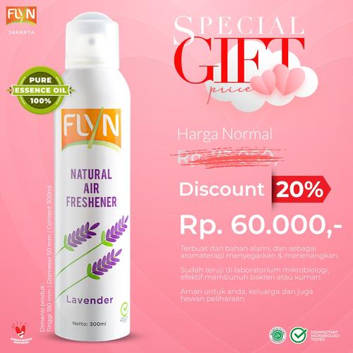 Foto Produk FLYN Natural Air Freshener Aroma Lavender (Disinfectant Spray) 300ml dari RADJA KETJIL