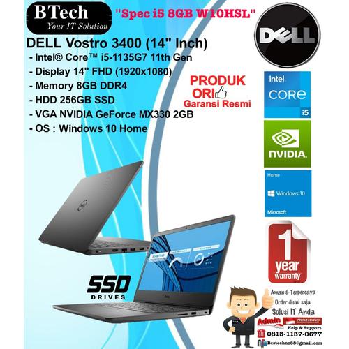DELL Vostro 3400 Intel Core i5-1135G7/8GB/256GB SSD/VGA/OHS/W10H/1YR di  Bestechno88 Tokopedia