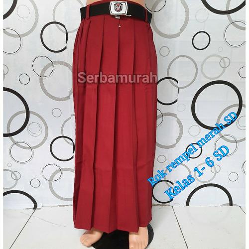 Jual ro panjang merah sd rok rempel panjang merah sekolah sd - Merah ...