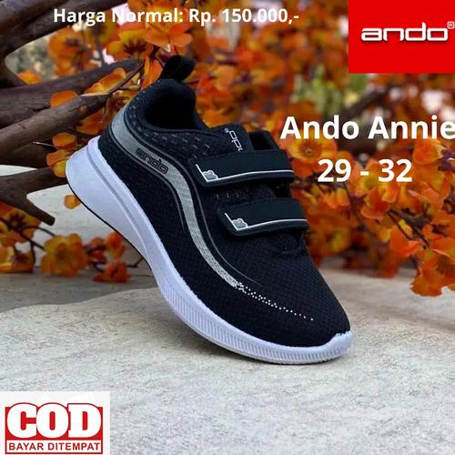 Foto Produk Sepatu Sekolah Anak Laki Perempuan Ando TK Hitam Velcro Original 29-32 - 29, Hitam dari FauzanStore123