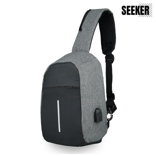 Foto Produk Tas Selempang / Slempang Anti Maling/Anti Air Sling Bag Pria +Port USB - Abu-abu dari Trendy Olshop