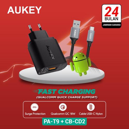 Foto Produk Aukey Charger PA-T9 500001 + Aukey Cable CB-CD2 500093 dari Aukey Makassar