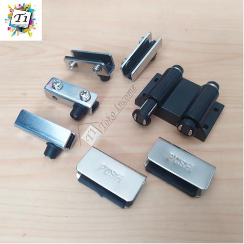 Foto Produk Engsel Pivot Kaca Jepit PLUS Magnet Push Tip On Kabinet Lemari TV dari Toko Income