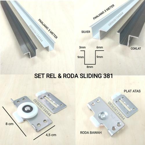 Foto Produk Set Rel PLUS Roda 381 Pintu Sliding / Geser Lemari 1,5 MTR - RODA PUTIH, REL COKLAT dari Toko Income