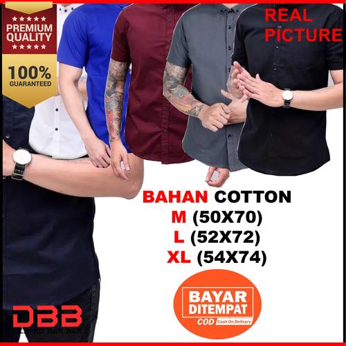 Foto Produk Kemeja Pria Polos Lengan Pendek Katun Murah - Birudongker, M dari DISTROBARBAR