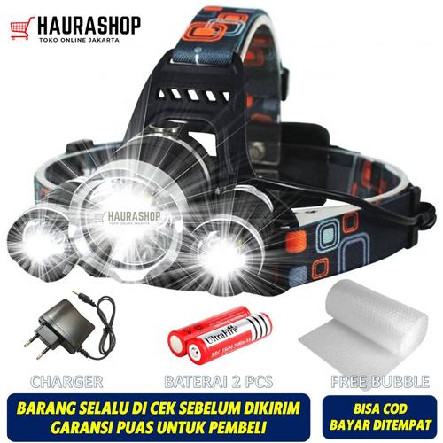 Foto Produk PAKET Senter Kepala / LED Headlamp Cree XM-L T6 5000 Lumens dari Haurashop21