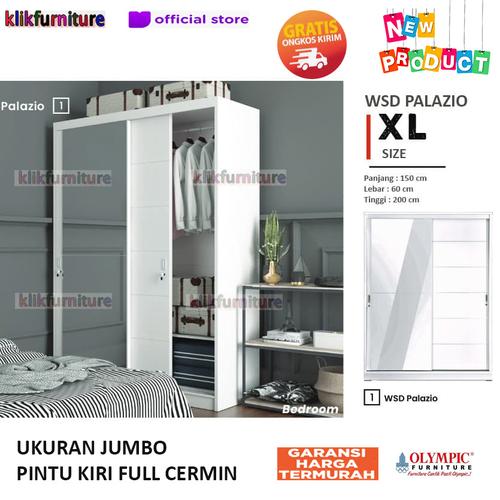 Foto Produk Lemari Pakaian Putih Minimalis SLIDING JUMBO 2 Pintu PALAZIO dari klikfurniture