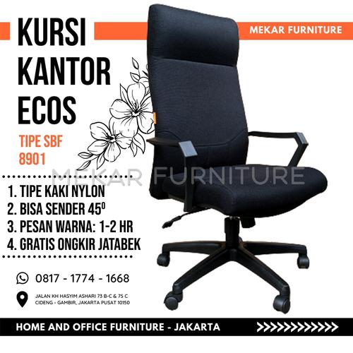 Foto Produk Kursi Kantor Kursi Kerja ECOS SBF 8901 - Mekar Furniture - Hitam kain dari Mekar Furniture