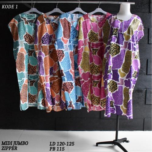 Foto Produk Grosir Daster Midi Jumbo Rayon Busui Zipper Murah Baju Tidur Kode 1 dari Rumah Batik Pekalongan 2