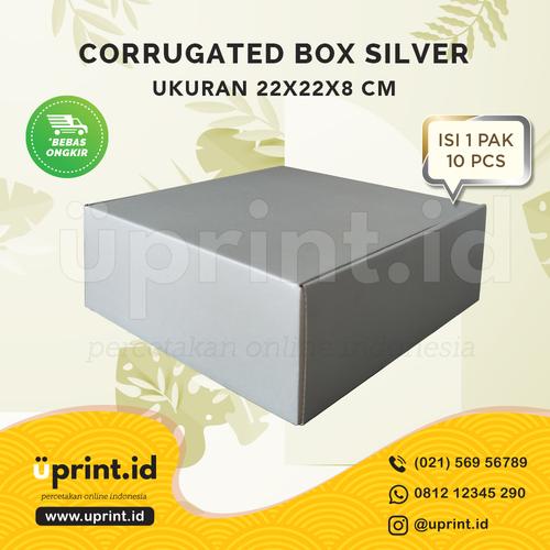 Foto Produk CORRUGATED BOX POLOS |DUS KUE/HAMPERS |22x22x8|READY STOCK|SILVER dari Uprint.id