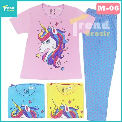 Foto Produk Setelan Anak Perempuan UNICORN / 7-10 tahun / Baju Tidur Anak Perempua - 12-13 Tahun, M-06 Pink dari trend grosir