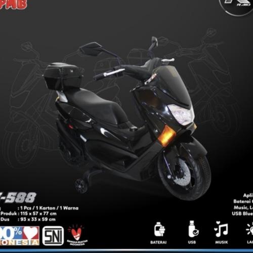 Foto Produk KHUSUS GOJEK mainan anak motor aki nmax PMB M588 M-588 M 588 RAID - Hitam dari Lautan Sepeda