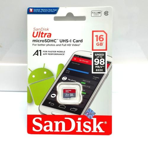 Gambar Micro SD Sandisk A1 16gb Speed 98mbps Micro SDHC UHS-I Card SanDisk dari PojokITcom Pusat IT Comp Kota Surabaya Tokopedia