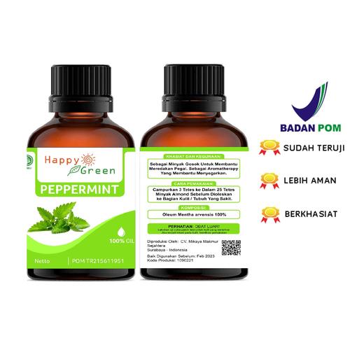 Foto Produk Happy Green Peppermint Essential Oil (30 ml) - Minyak Mint Mentha dari Happy Green Garden - JKT