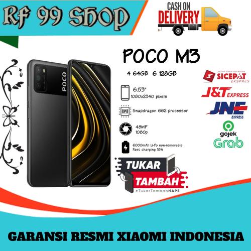 Foto Produk Xiaomi Poco m3 4 64 GB Dan 6 128 GB - Garansi Resmi Xiaomi Indonesia - 4 64GB, Hitam dari RF99shop