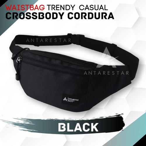 Foto Produk Tas Selempang Pria Waistbag ANTARESTAR Tas Pinggang Slempang Pria - Hitam dari Antares Star