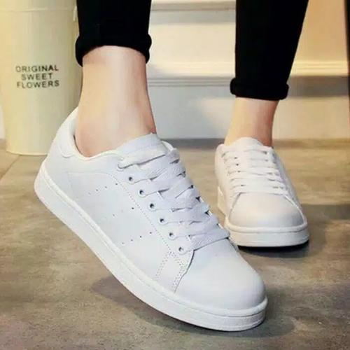 Foto Produk sepatu sneaker putih polos kets wanita murah ready no 36 37 38 39 40 - Putih, 36 dari MALKAN STORE