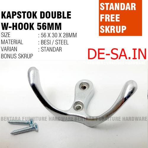 Foto Produk Kapstok Capstock Single - Dobel Kait Steel Mirror Chrome dari Bentara