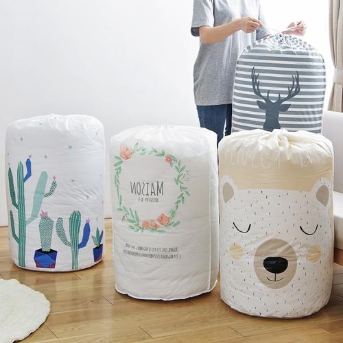 Foto Produk WNG Keranjang Baju Kotor Lipat Pakaian Cucian Laundry Bag Tutup Serut - Bunga dari MitraBotol