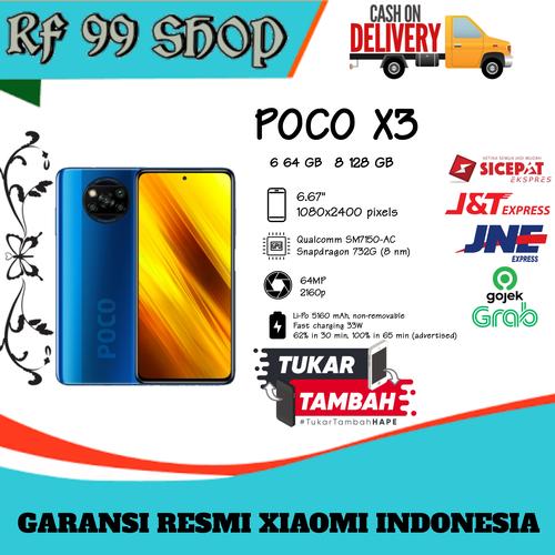 Foto Produk Poco X3 8/ NFC 6/64 - Garansi Resmi - Cobalt Blue dari RF99shop