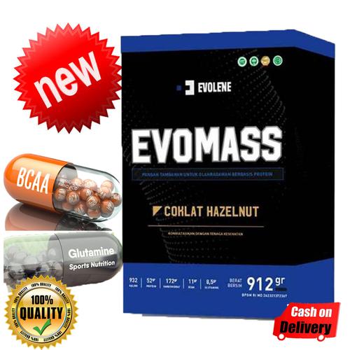 Foto Produk Evolene EvoMass 912 gram 2lbs Gain Mass Gainer Untuk Bulking - Hazelnut coklat dari Evolene Evo Mass