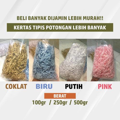 Foto Produk KERTAS SERUTAN PACKING HAMPERS / KERTAS CACAH PUTIH BERSIH - 100gr, Biru dari printogo