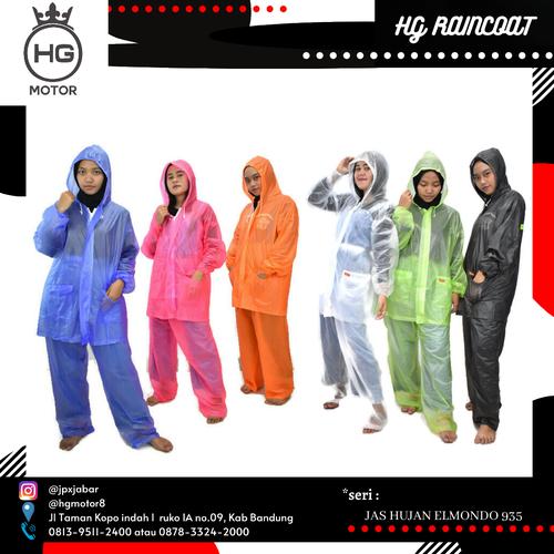 Foto Produk Jas Hujan Setelan Elmondo 935 Ceria - Jas Ujan Jaket Celana Murah - Merah Muda dari HG MOTOR