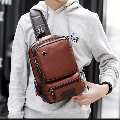 Foto Produk Tas Selempang Slempang Pria Kulit Premium/Sling Bag import IPAD - Cokelat dari variannet