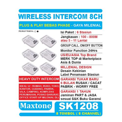 Foto Produk Wireless Intercom Interkom 8CH Office/Home Use - 6 Unit MAXTONE SK1208 - Putih dari EtalaseBelanja