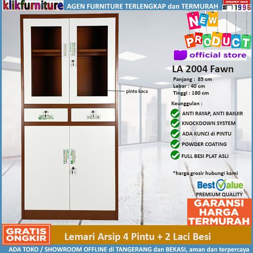Foto Produk Lemari Arsip Filing Cabinet Besi 4 Pintu 2 Laci FC 2004 Coklat dari klikfurniture