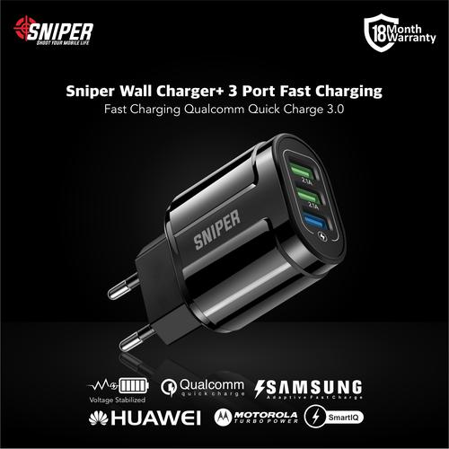 Foto Produk Sniper Wall Charger+ 3 Port Fast Charging Qualcomm QC 3.0 dari Sniper Indonesia
