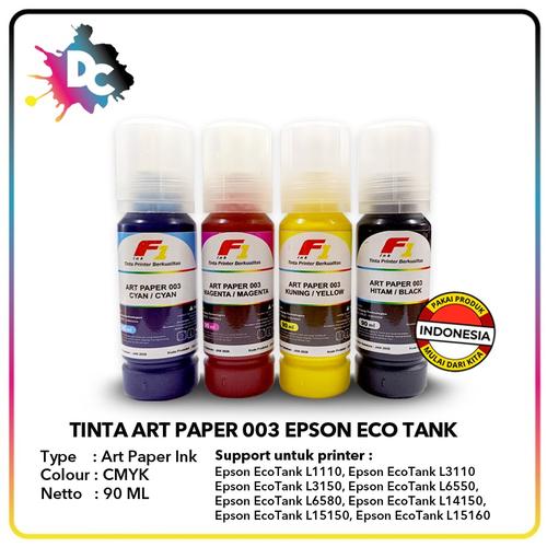 Foto Produk Tinta Art Paper Epson 003 F1 Ink 90ml set CMYK dari Dunia Cetak