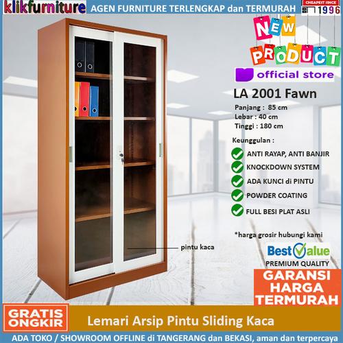 Foto Produk Lemari Arsip Besi 2 Pintu Sliding Kaca SAPPORO FULDA Coklat dari klikfurniture