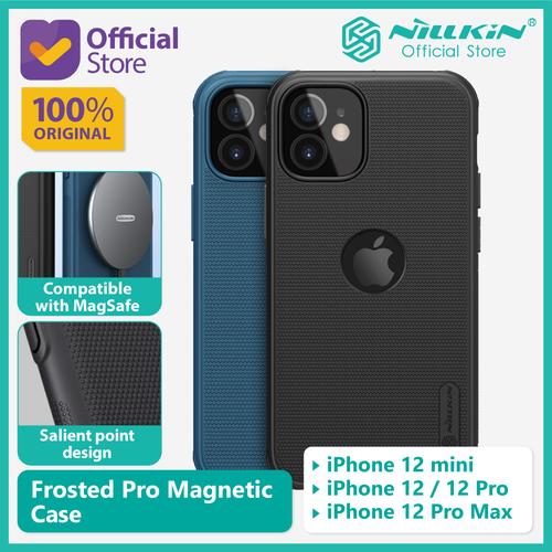 Gambar Case iPhone 12/mini/Pro/Pro Max Nillkin Frosted Pro Magnetic MagSafe - Black, 12 atau 12 Pro dari Nillkin Official Kota Bekasi Tokopedia