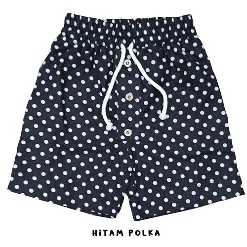 Gambar Celana Pendek Anak Laki-Laki / Perempuan Unisex CP14 - Hitam Polka, 3-4 tahun dari Collar Pollar Kids Kota Bandung Tokopedia