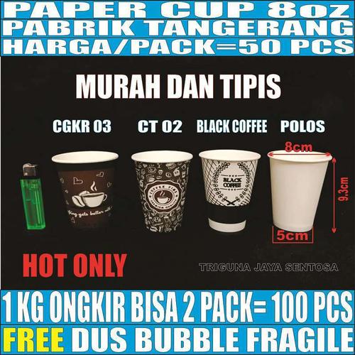 Foto Produk Paper Cup 8oz 50pcs Gelas Kertas Kopi Tahan Panas 240ml Coffee 8 Oz dari Triguna Jaya Sentosa Trifinity