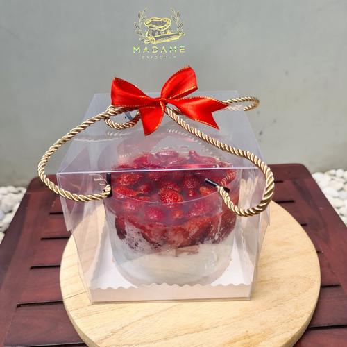 Foto Produk Box Mika Kotak / Box Mika Handle Tali / Box Kue Mika - 16x16 dari madamebakeshop