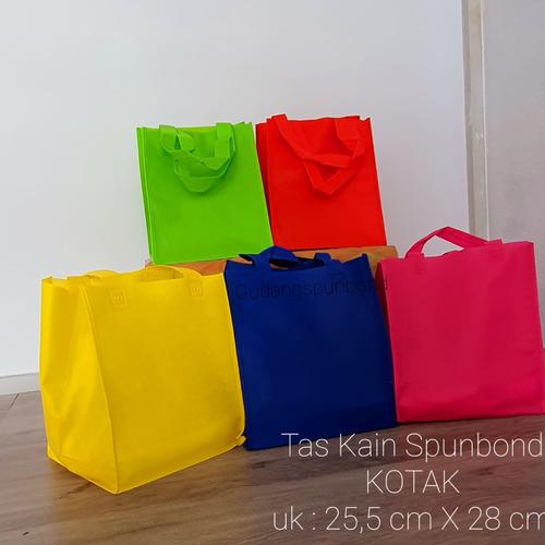 Jual tas kain spundbond Kotak Uk. 25,5x28 - Biru Tua - Jakarta Barat