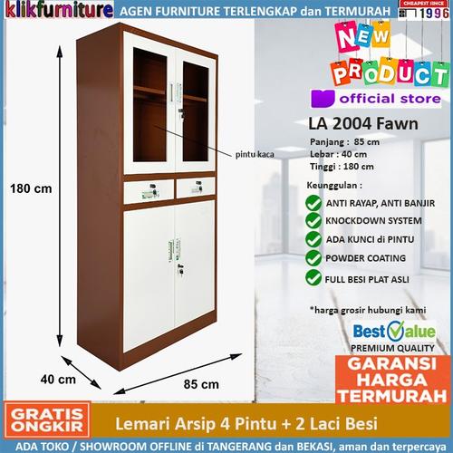 Foto Produk Lemari Arsip Besi 4 Pintu 2 Laci KASSEL Sapporo Coklat dari klikfurniture