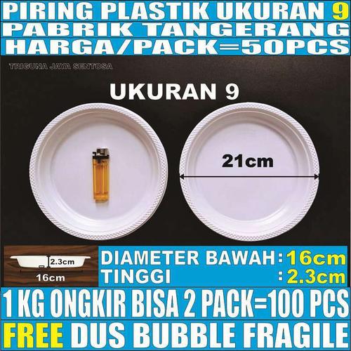 Foto Produk Piring makan plastik 50pcs uk 9 Besar L pesta nasi lauk murah P9 dari Triguna Jaya Sentosa Trifinity