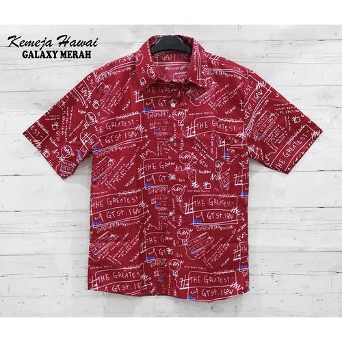 Foto Produk FortKlass Kemeja Hawai Pantai Pria Lengan Pendek Kasual GALAXY MERAH dari FortKlass