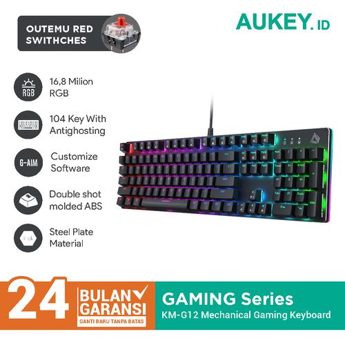 Foto Produk Aukey Keyboard Mechanical KM-G12 RGB with Outemu Red Switches - 500694 dari AUKEY