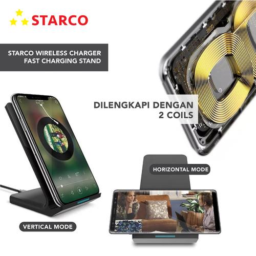 Foto Produk Starco Wireless Charger QI Fast Charging Holder Stand Dock 10W dari Starco Official Store
