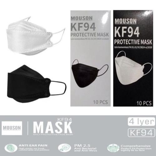 Foto Produk Masker KF94 Mouson 4PLY Mask KF 94 / Masker Korea 4PLY KN95 N95 - Hitam dari flashop23