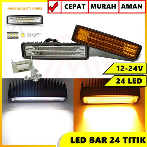 Foto Produk LED BAR SLIM 24 TITIK CWL 72W HIGH QUALITY 12-24 VOLT LAMPU TEMBAK - Kuning dari Modifikasi Market
