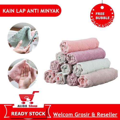 Foto Produk Kain Lap Piring Anti Minyak Bahan Microfiber / Lap Cuci Piring - RANDOM dari Ali88shop