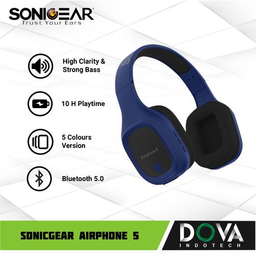 Foto Produk Sonicgear Airphone 5 Bluetooth Headphone with Mic - Biru dari Dova Indotech