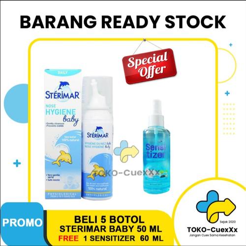 Foto Produk PROMO BELI 5 STERIMAR BABY 50 ML FREE 1 BOTOL SENSITIZER 60 ML dari TOKO-CuexXx